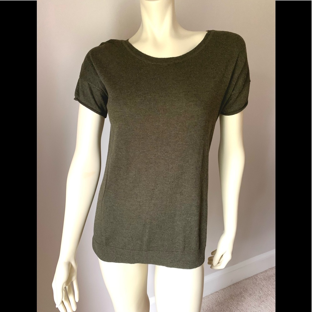 Gap Olive Green Cotton/Silk short sleeve sweater